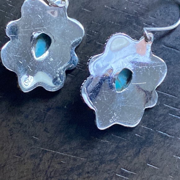 Turquoise Sterling Silver Turquoise dangle Pierced Earrings - Picture 2 of 3